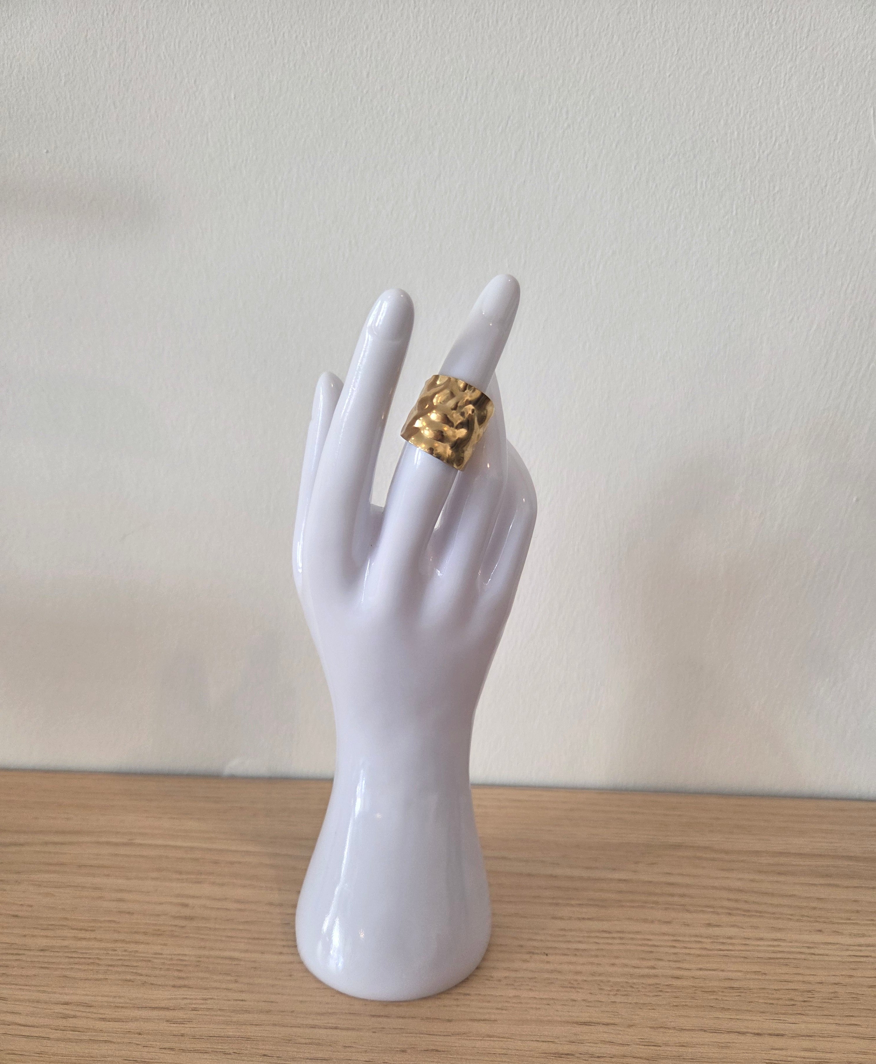 Bague Chevalière Dorée Martelée