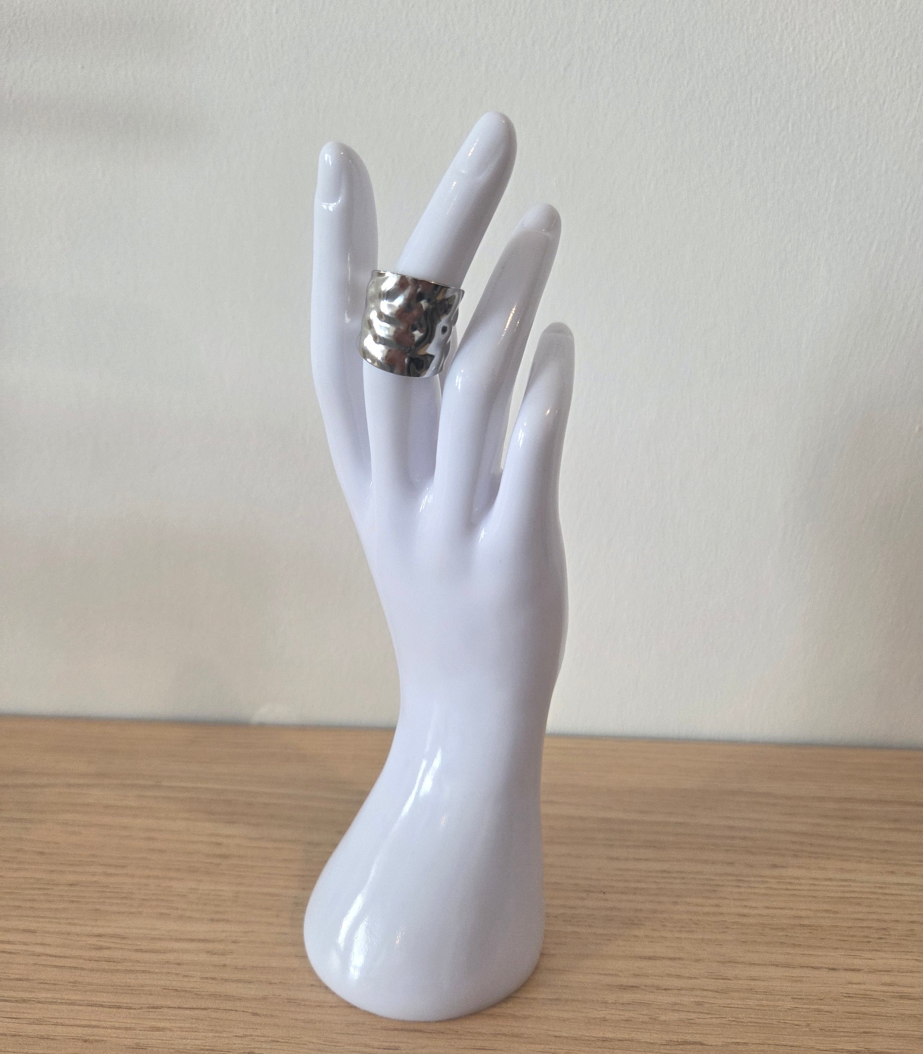 Bague Chevalière Argentée Martelée