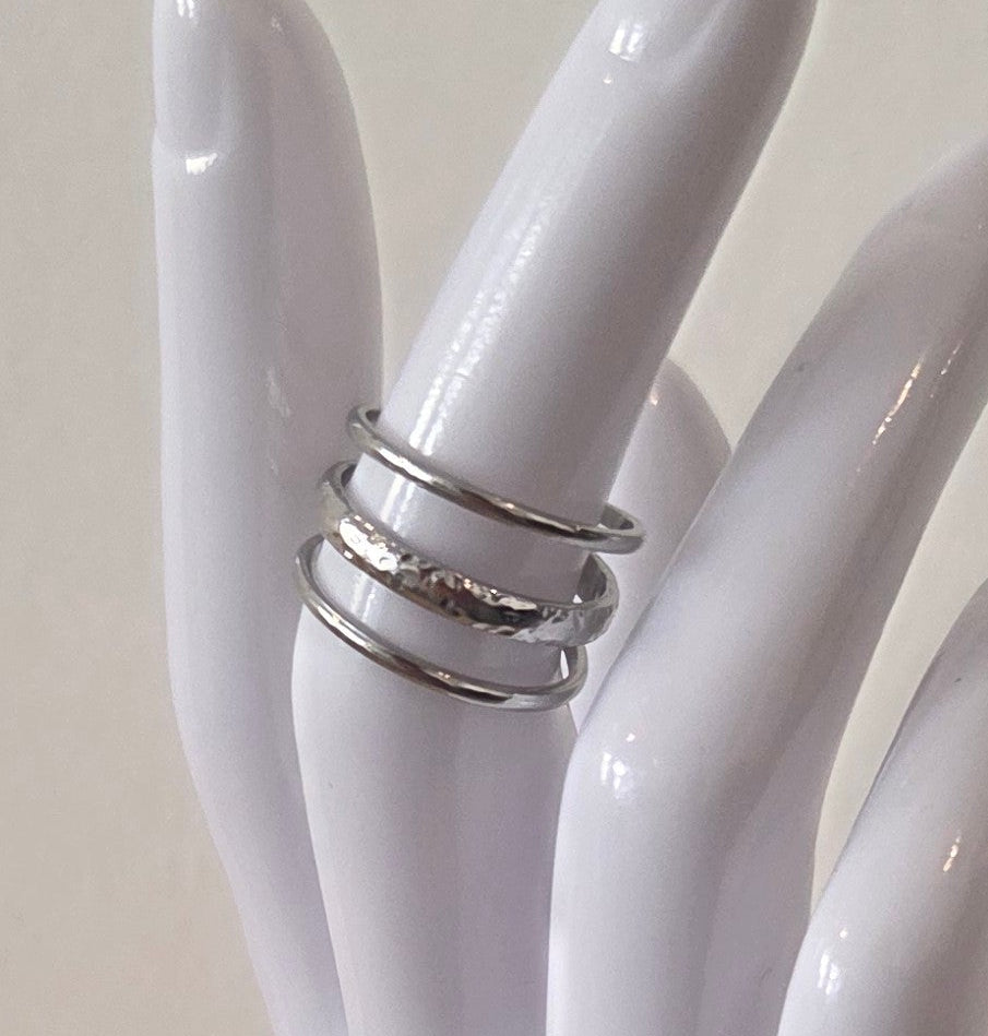 Bague Triple Anneau Argentée