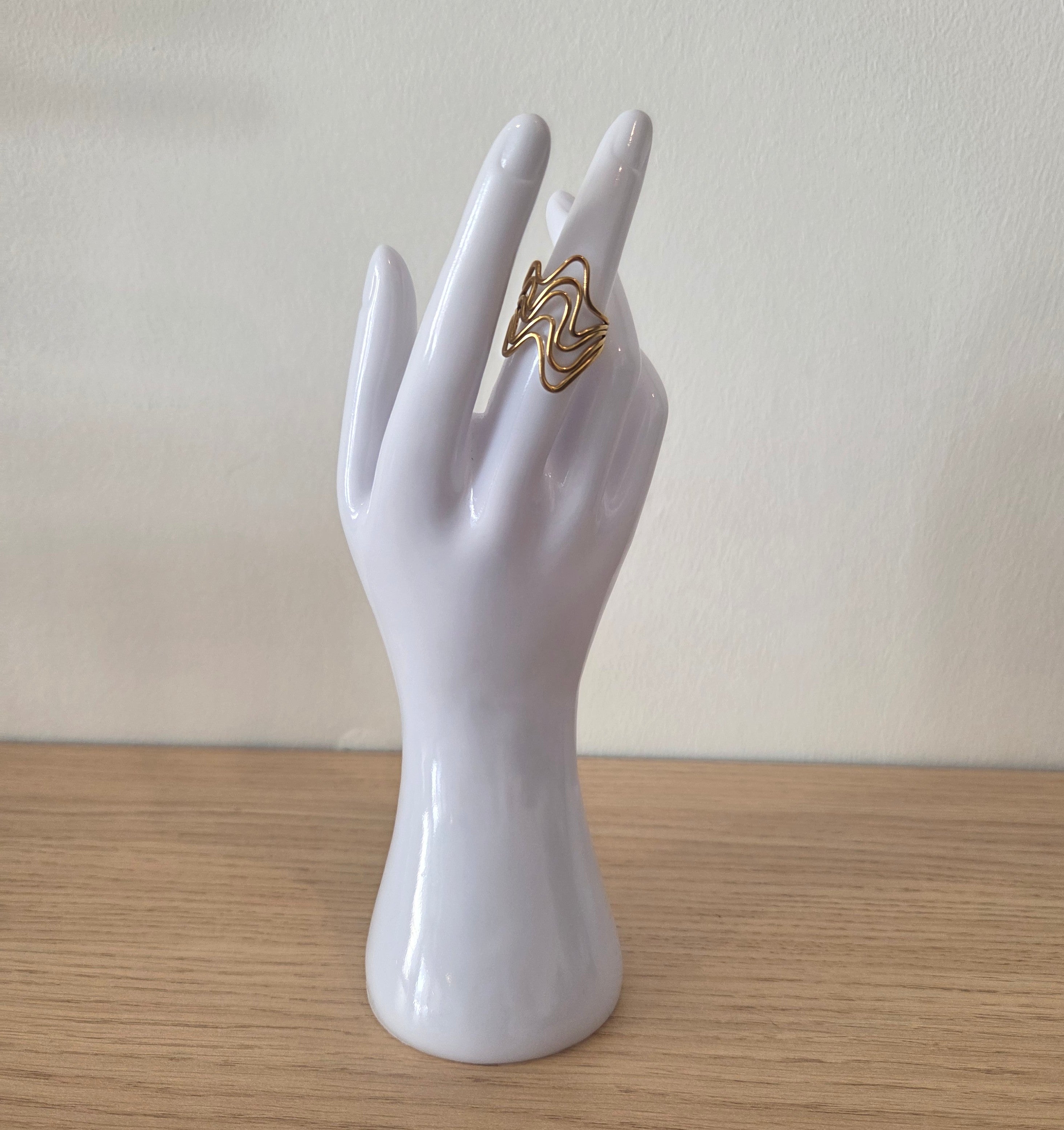Bague Ondulée Ajourée Dorée