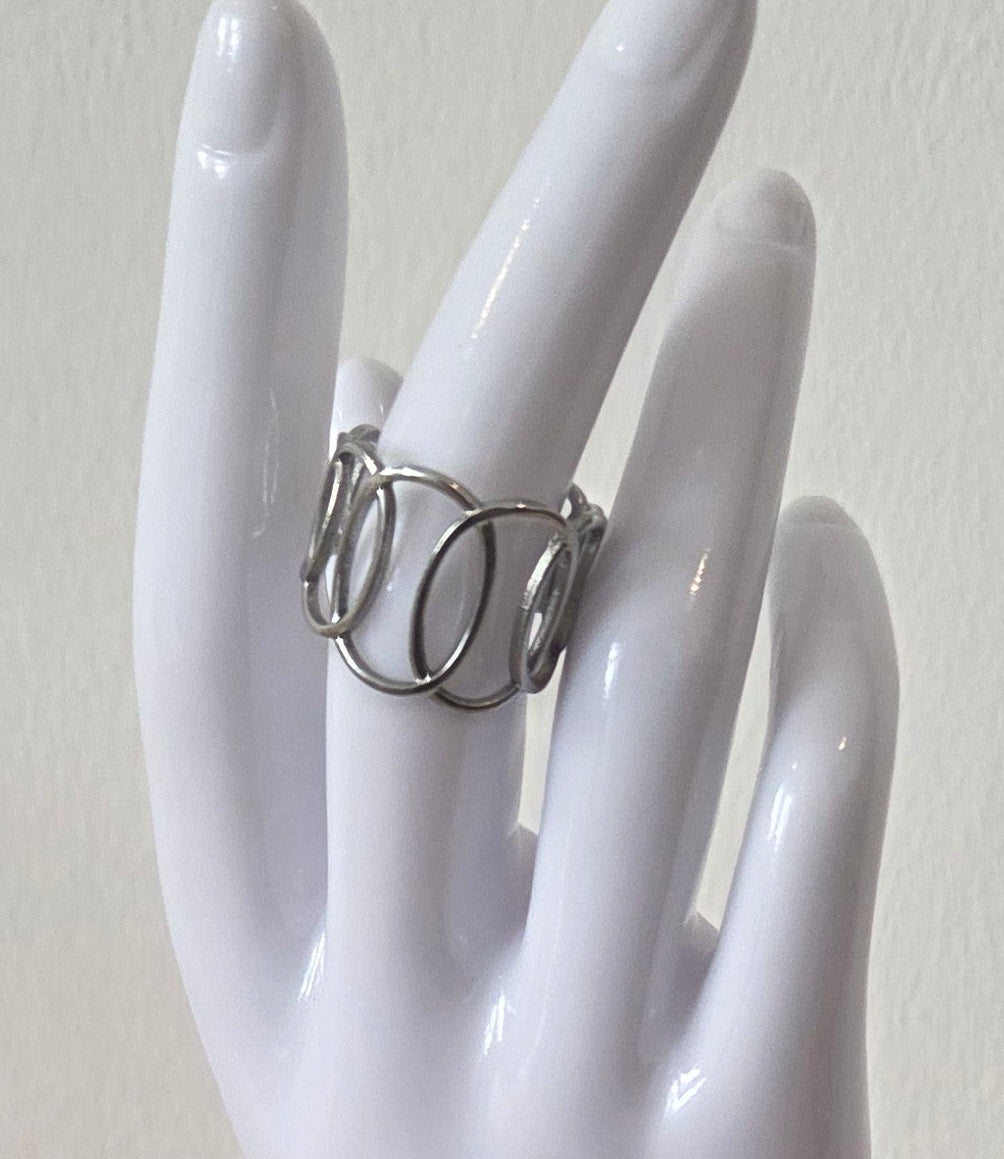 Bague Multi-Cercles Ajourée Argentée
