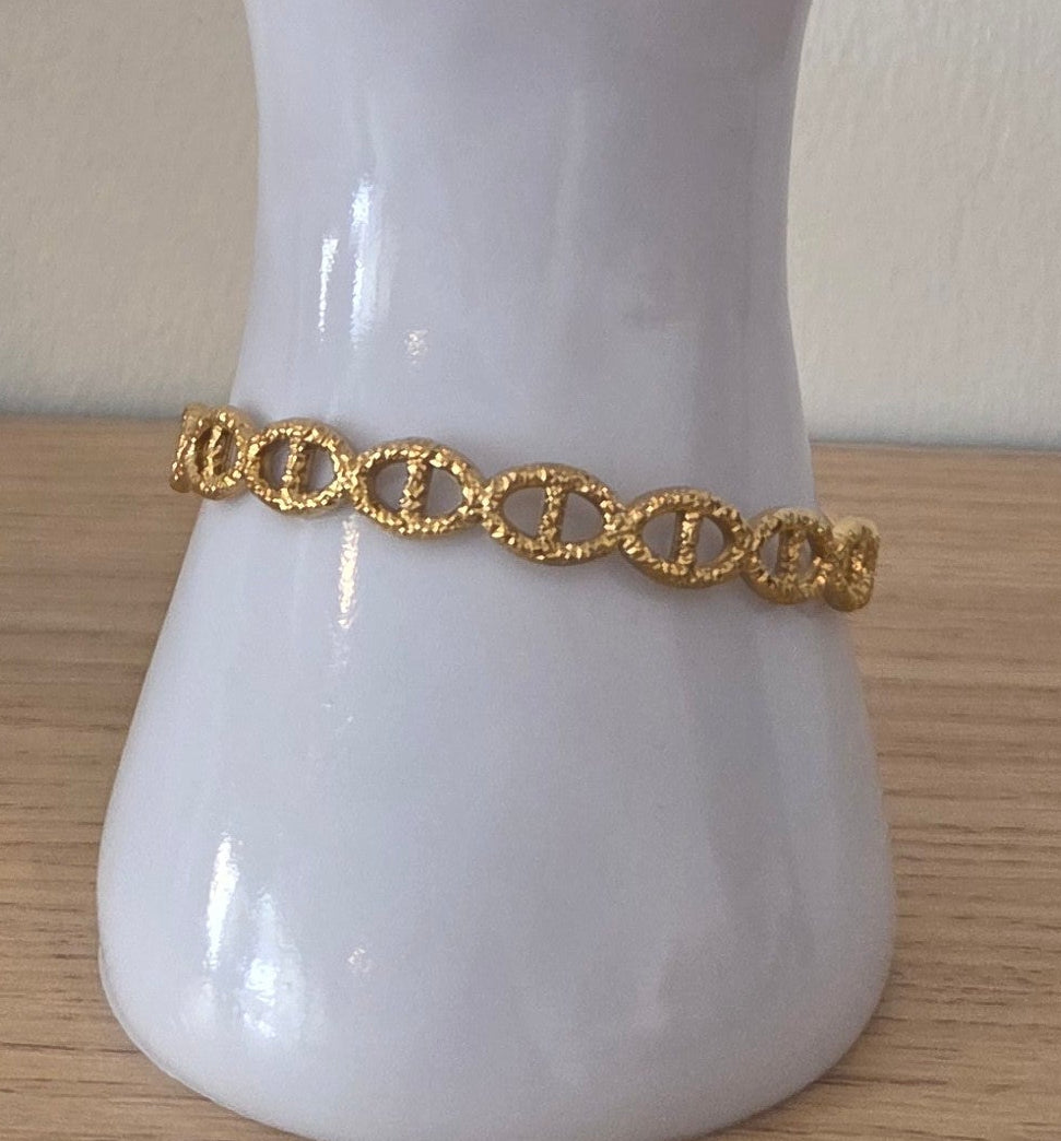Bracelet Chaîne Marine Dorée Texturée