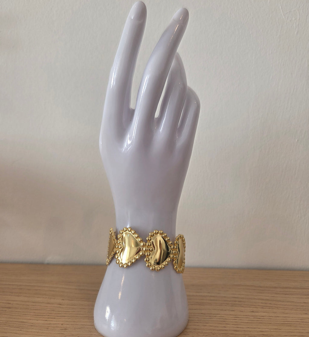 Bracelet Maillons Ovales Dorés Bordure Perlée