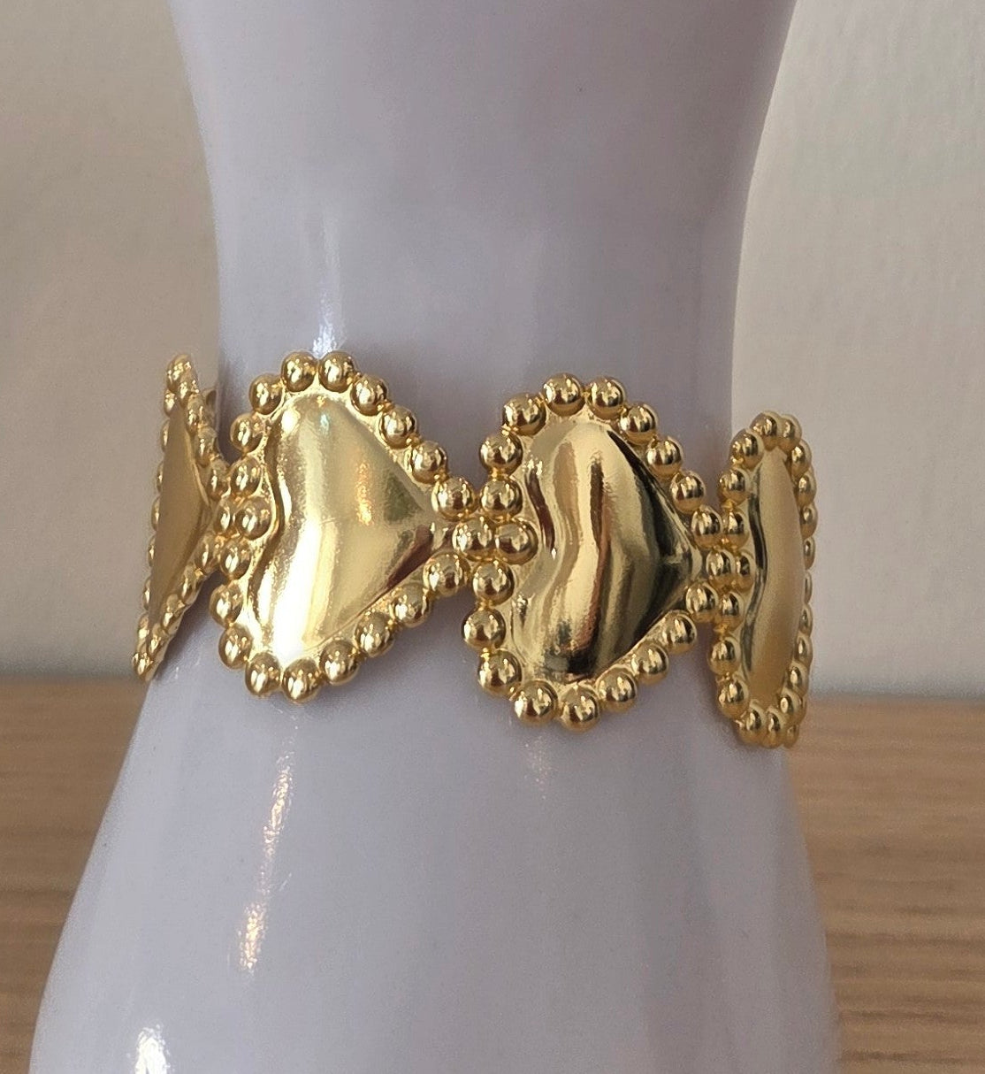 Bracelet Maillons Ovales Dorés Bordure Perlée