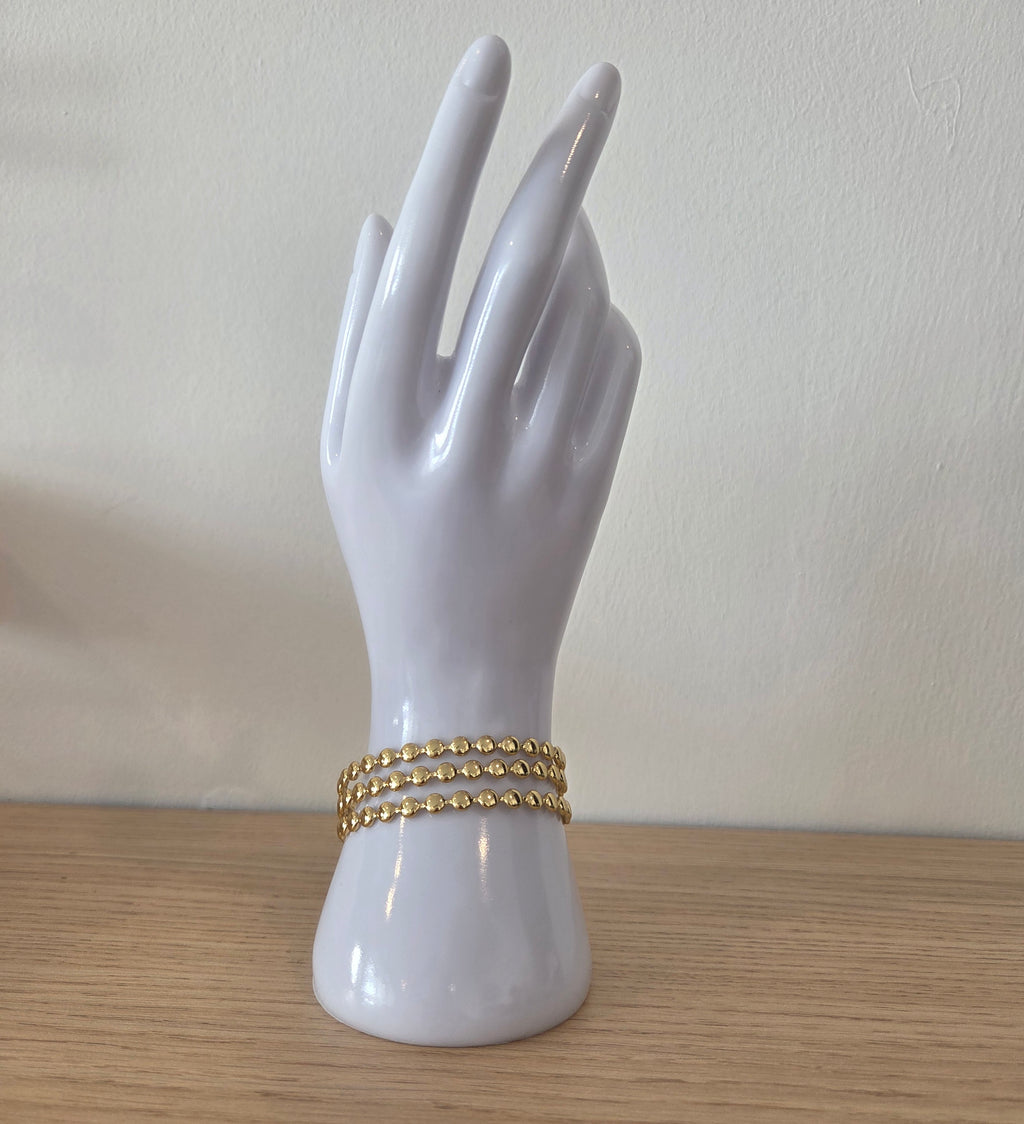 Bracelet Triple Rang Perles Dorées