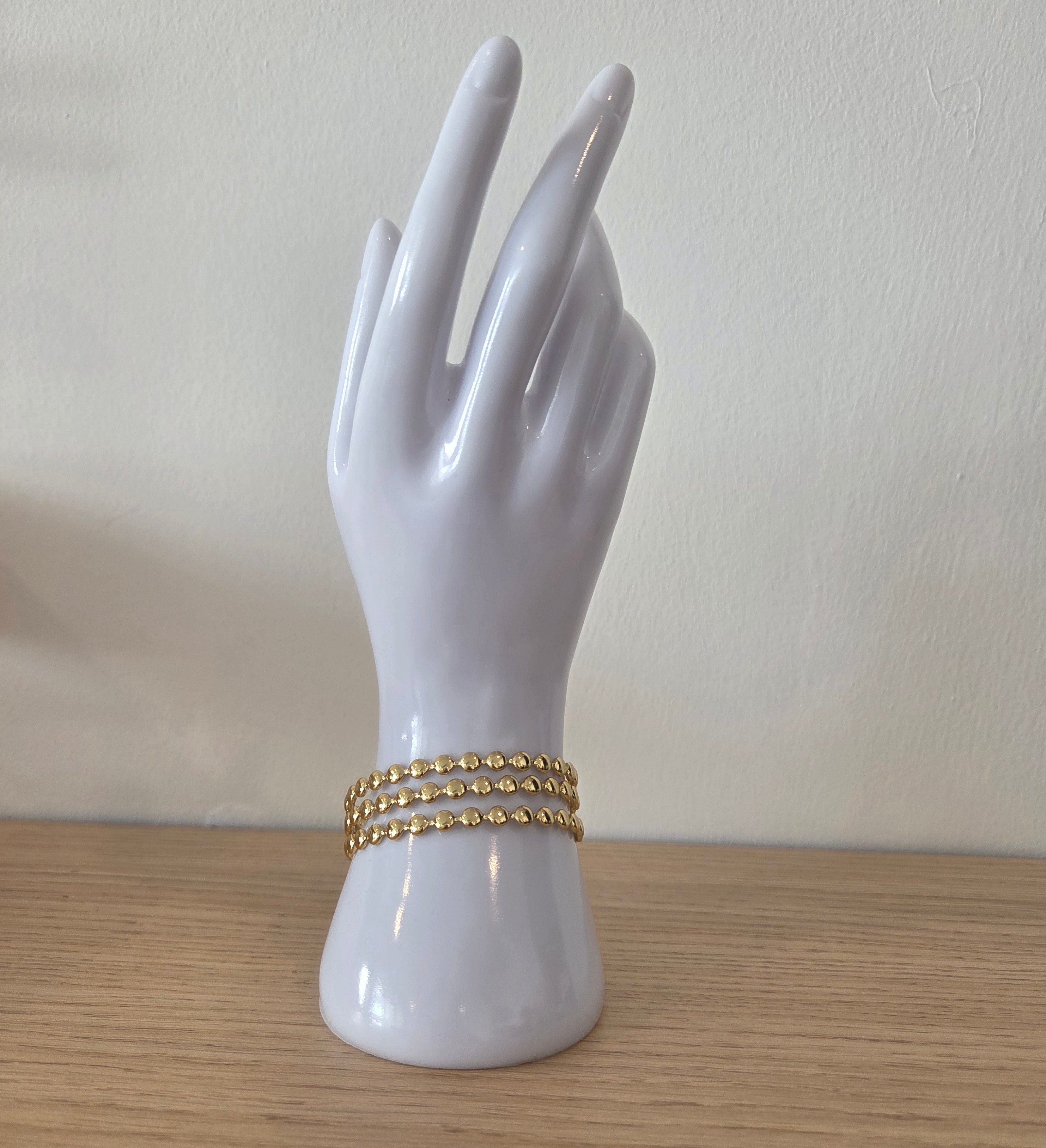 Bracelet Triple Rang Perles Dorées
