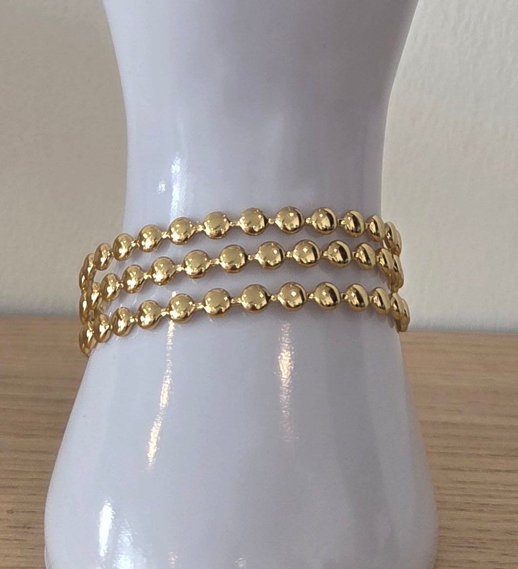 Bracelet Triple Rang Perles Dorées