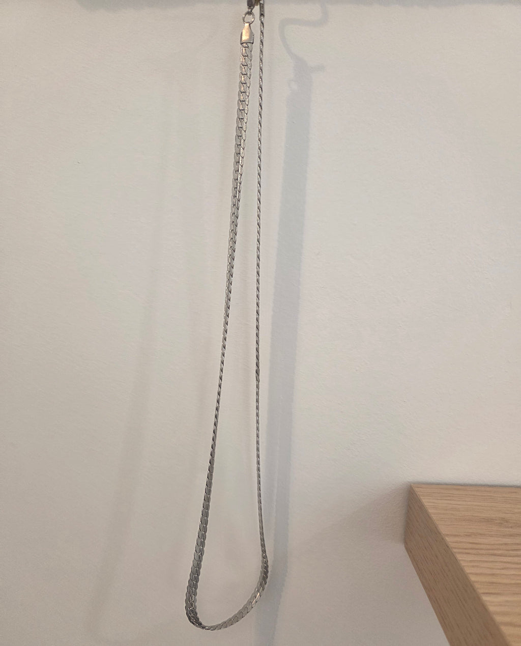 Collier Chaîne Serpent Argentée — Acier Titane | 62 cm