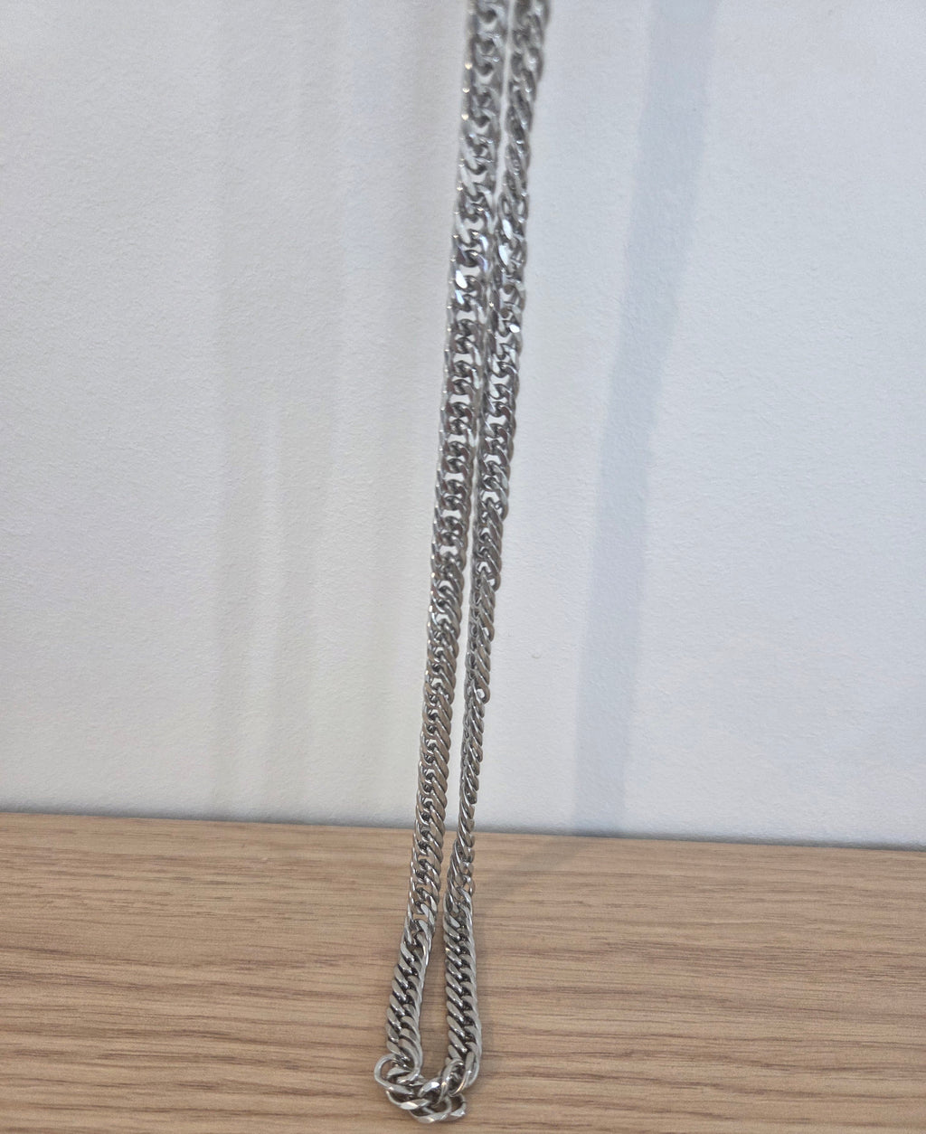 Collier Chaîne Gourmette Argentée — Acier Titane