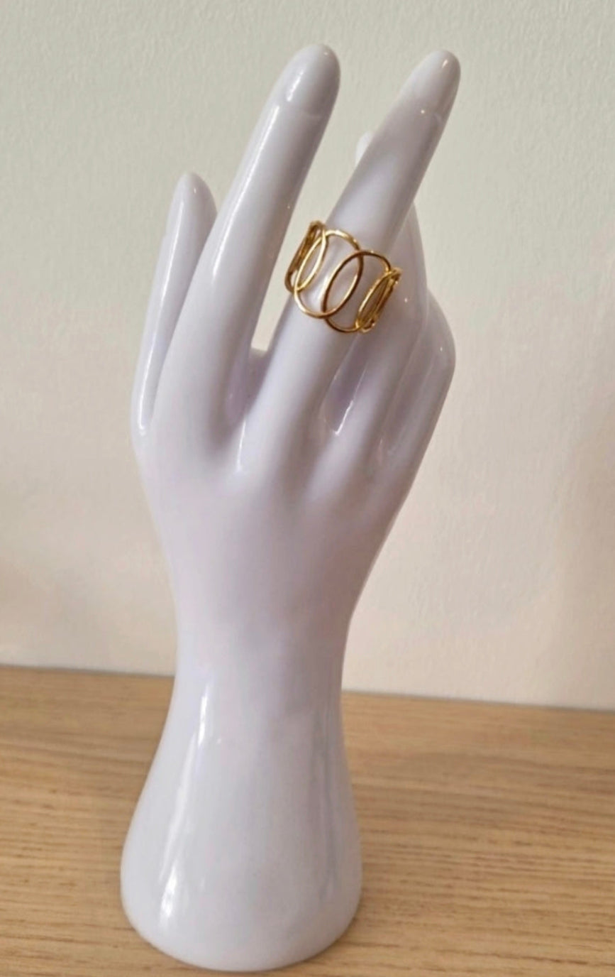 Bague Dorée Anneaux Croisés — Réglable | Acier Inoxydable 304