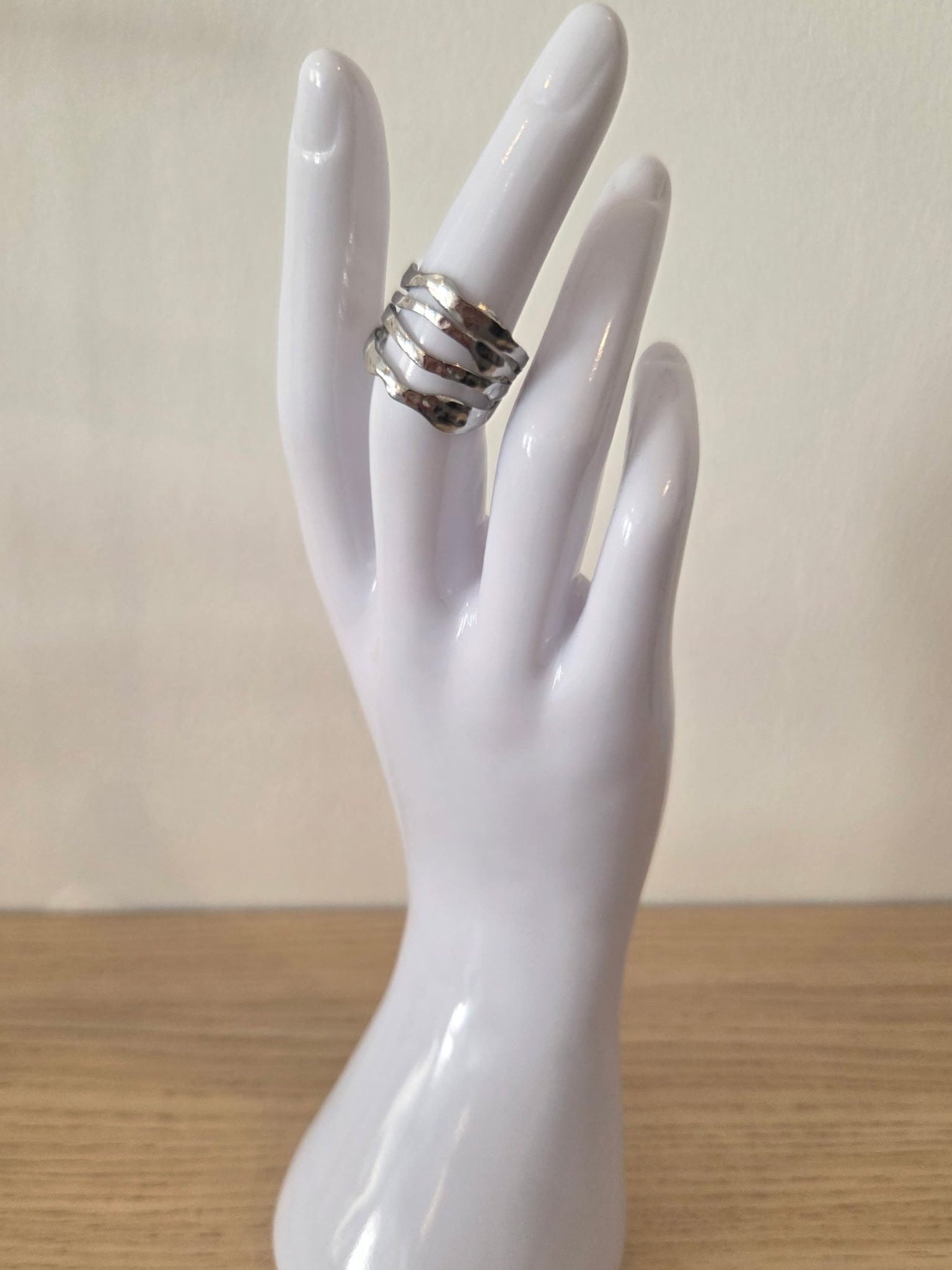 Bague Argentée Multi-Rangs — Réglable | Acier Inoxydable 304