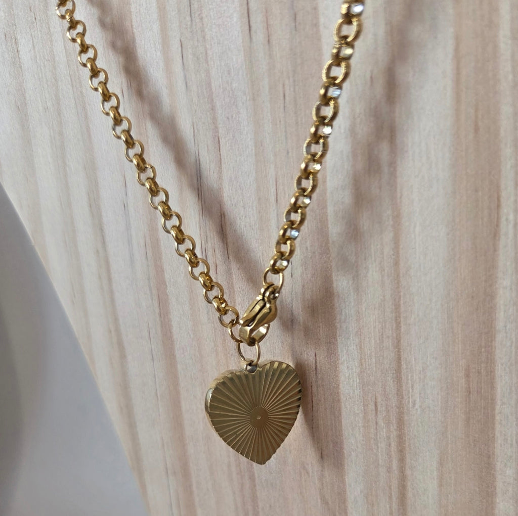Collier Cœur Doré Acier 316L – 40 cm