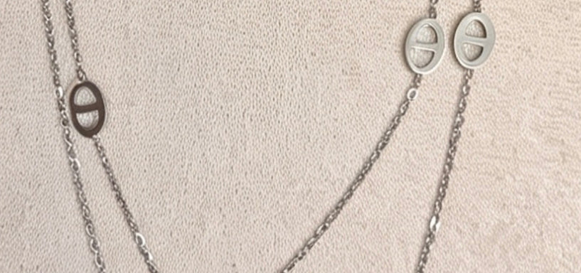 Collier Double Rangée Maillons Ovales Acier 304 – 110 cm