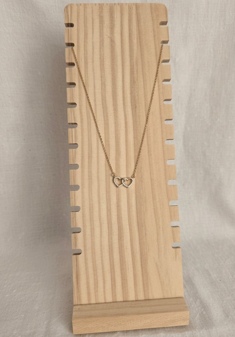 Collier Double Cœur Entrelacés – Acier Inoxydable 316L
