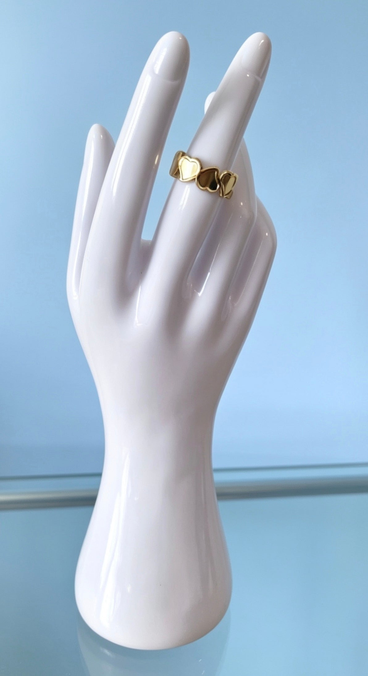 Bague Cœurs Dorée Réglable
