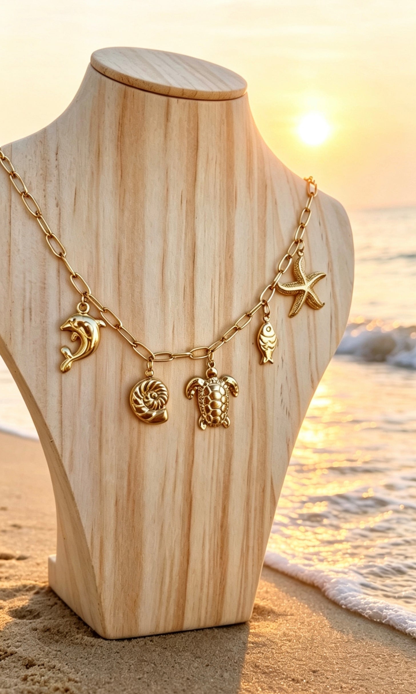 Collier Doré Charms Océan