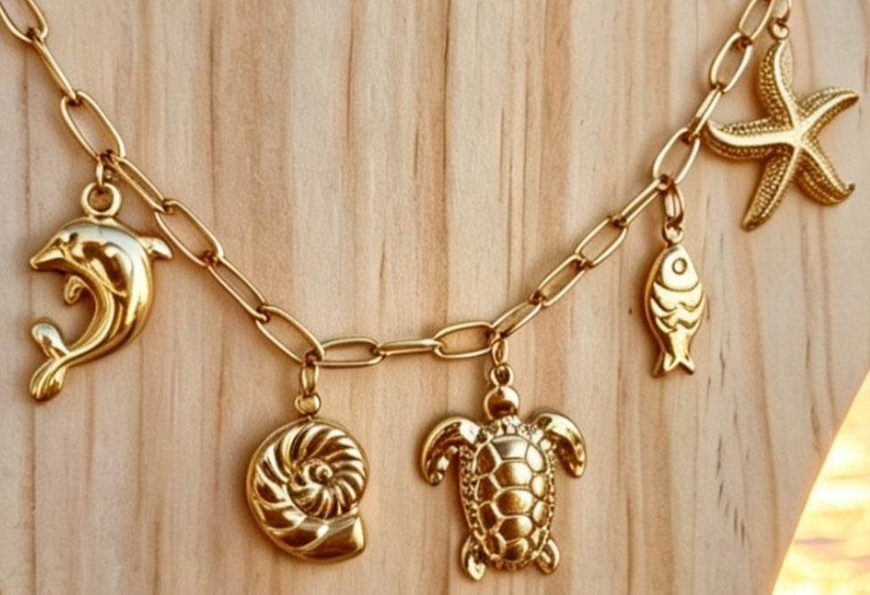 Collier Doré Charms Océan