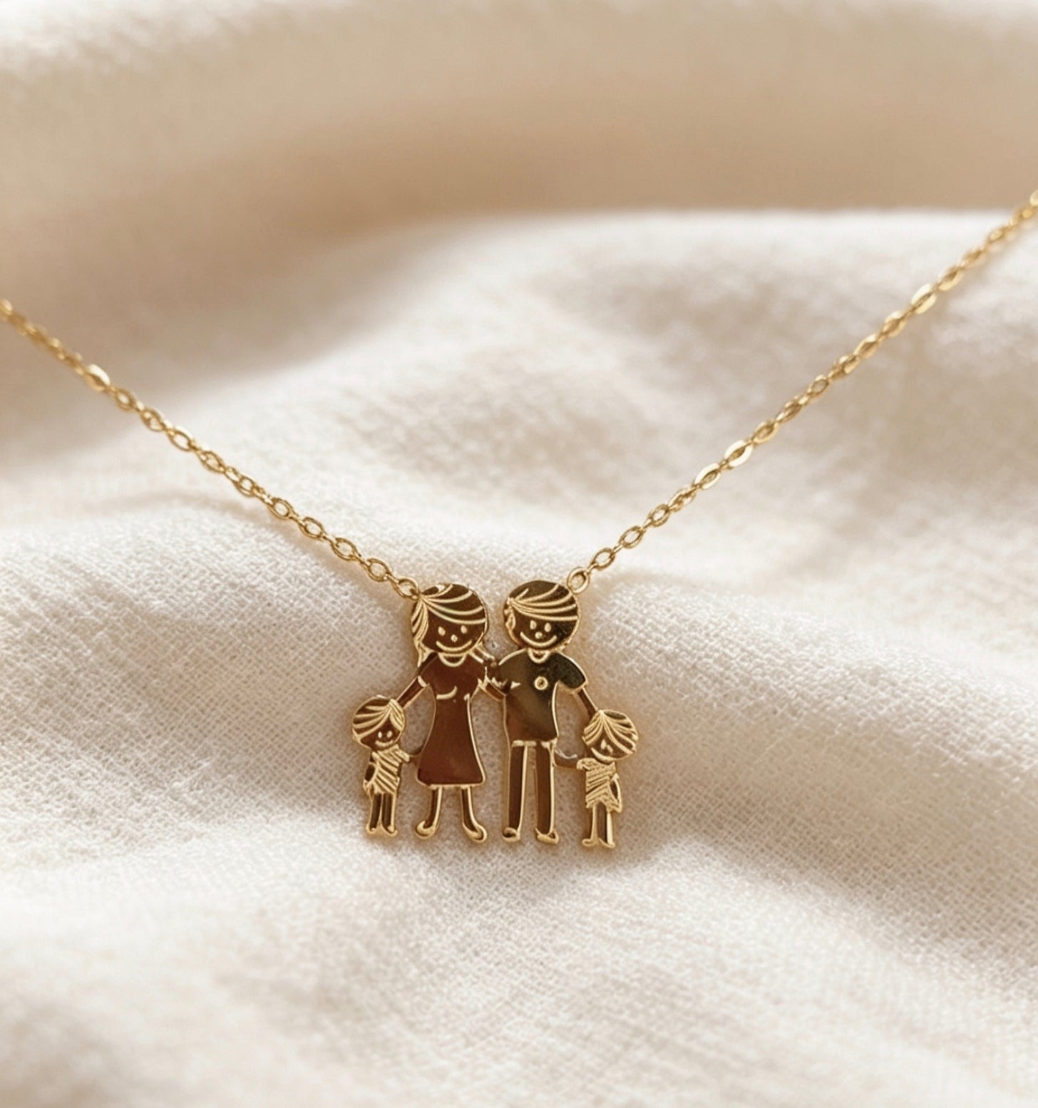 Collier pendentif famille acier 316L – 40 cm + 5 cm extension