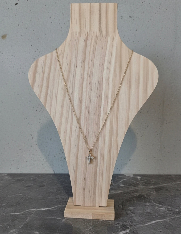 Collier Croix Strass Dorée